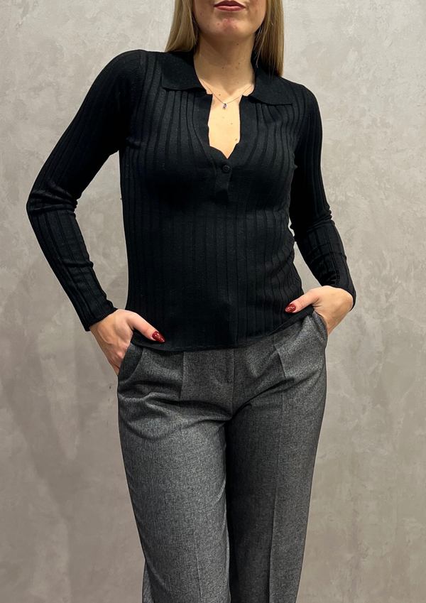 Polo misto cashmere lurex a coste