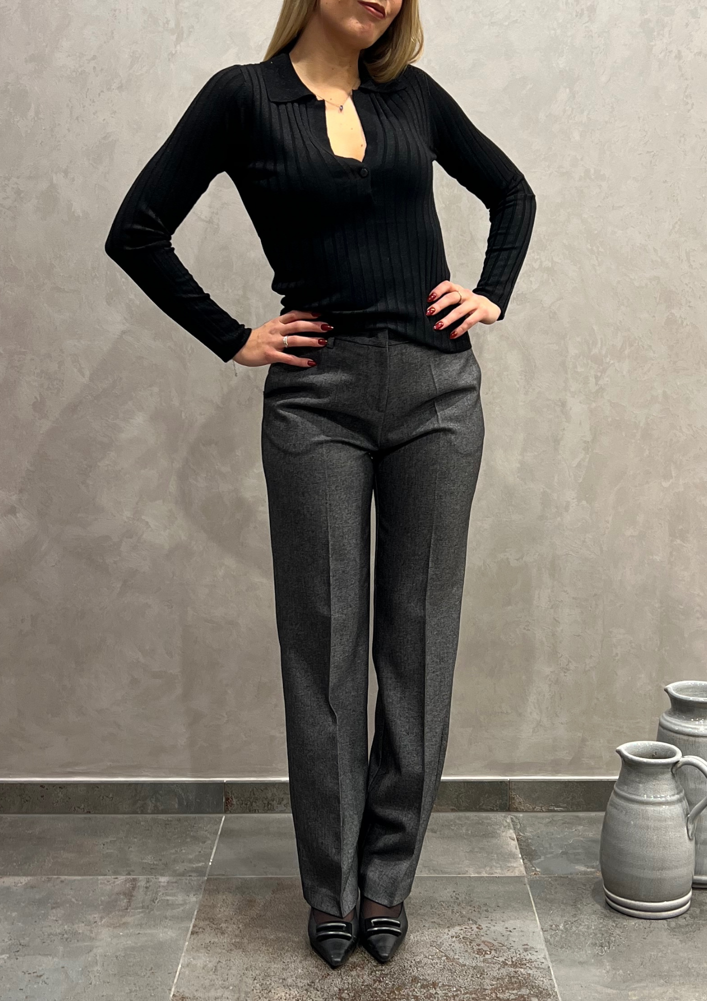 Polo misto cashmere lurex a coste