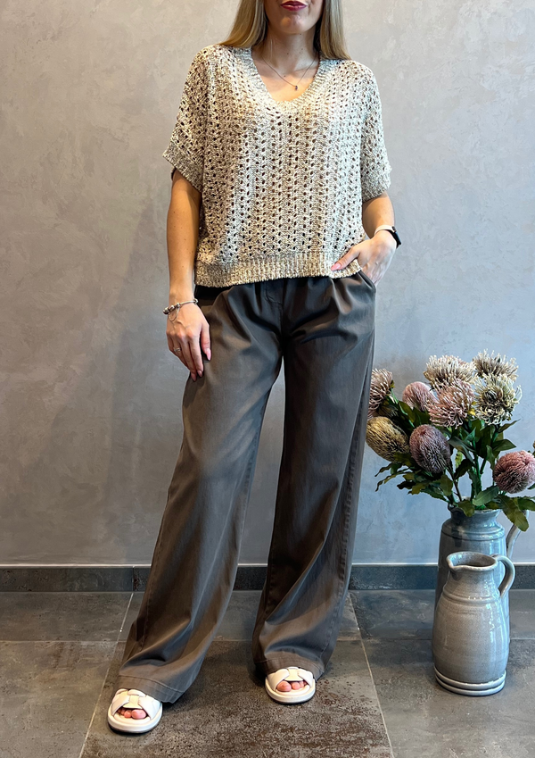 Pantalone a palazzo in cotone slavato