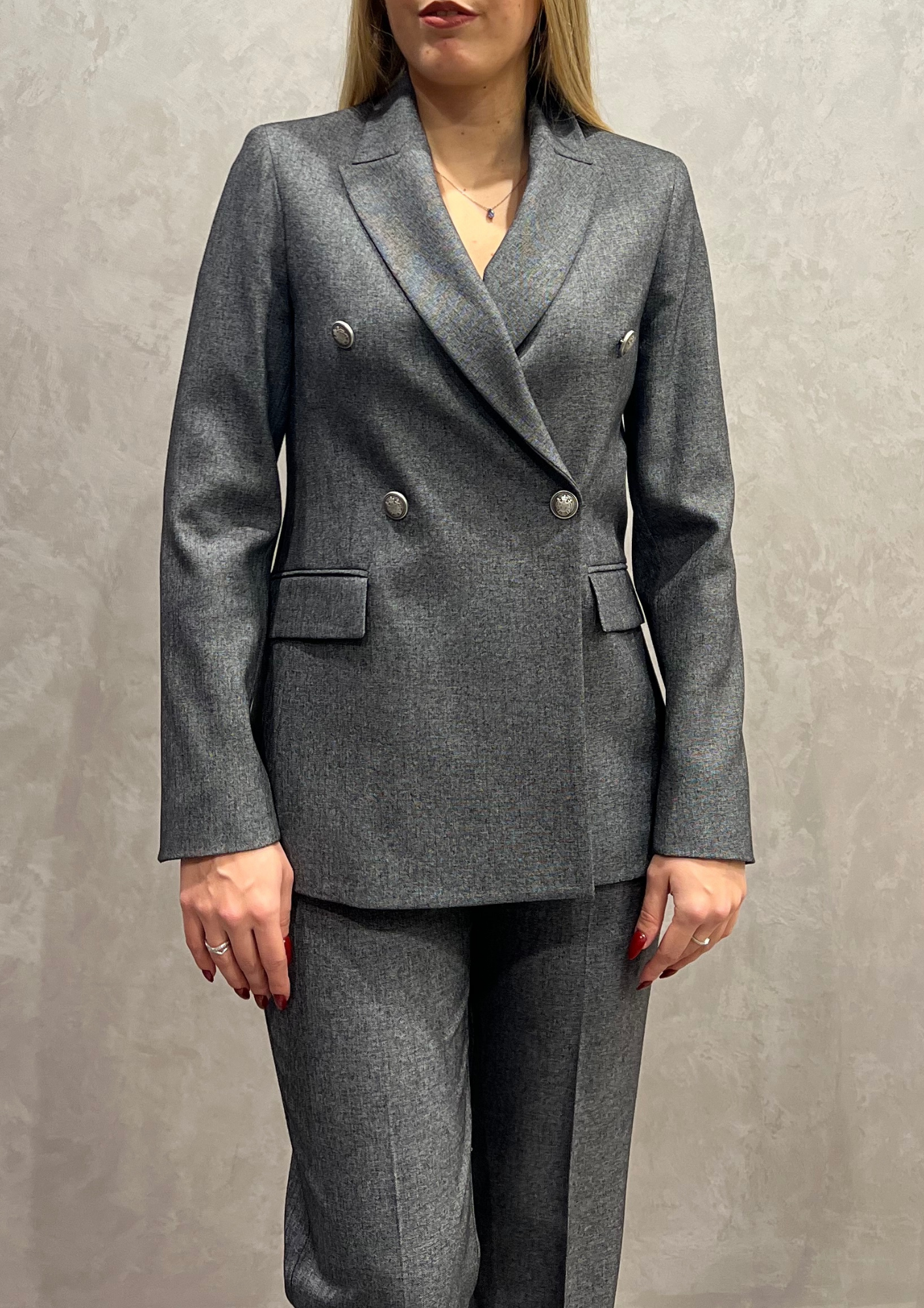 Giacca doppiopetto sfiancata mélange