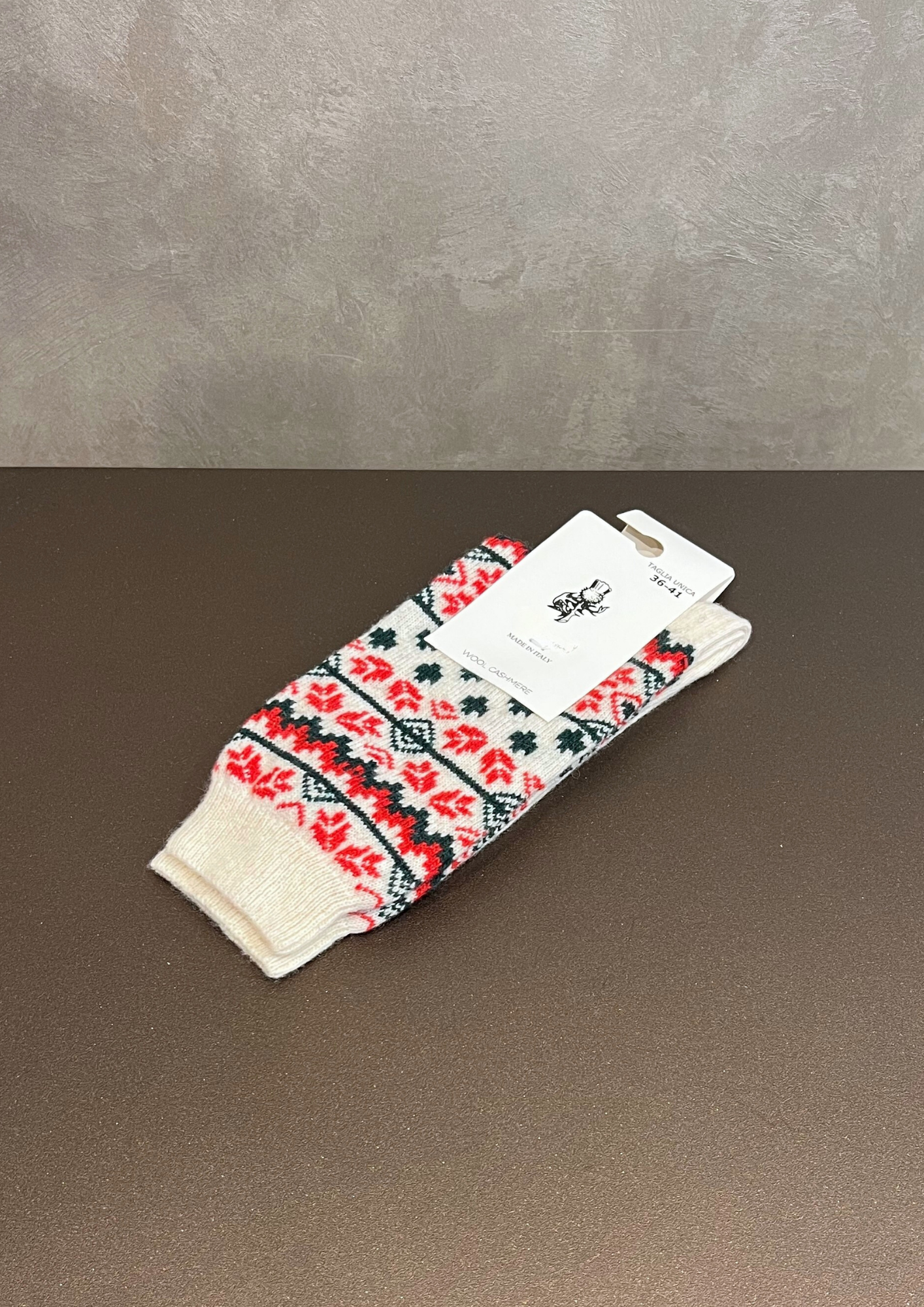 Calzino in lana-cashmere motivo montagna