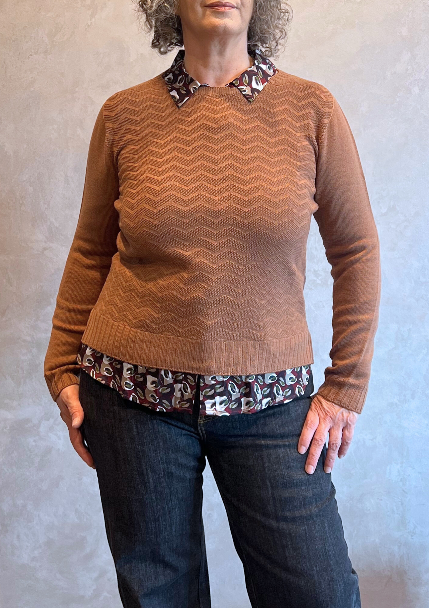Maglia in pura lana vergine motivo zig-zag