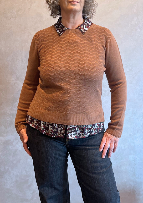 Maglia in pura lana vergine motivo zig-zag