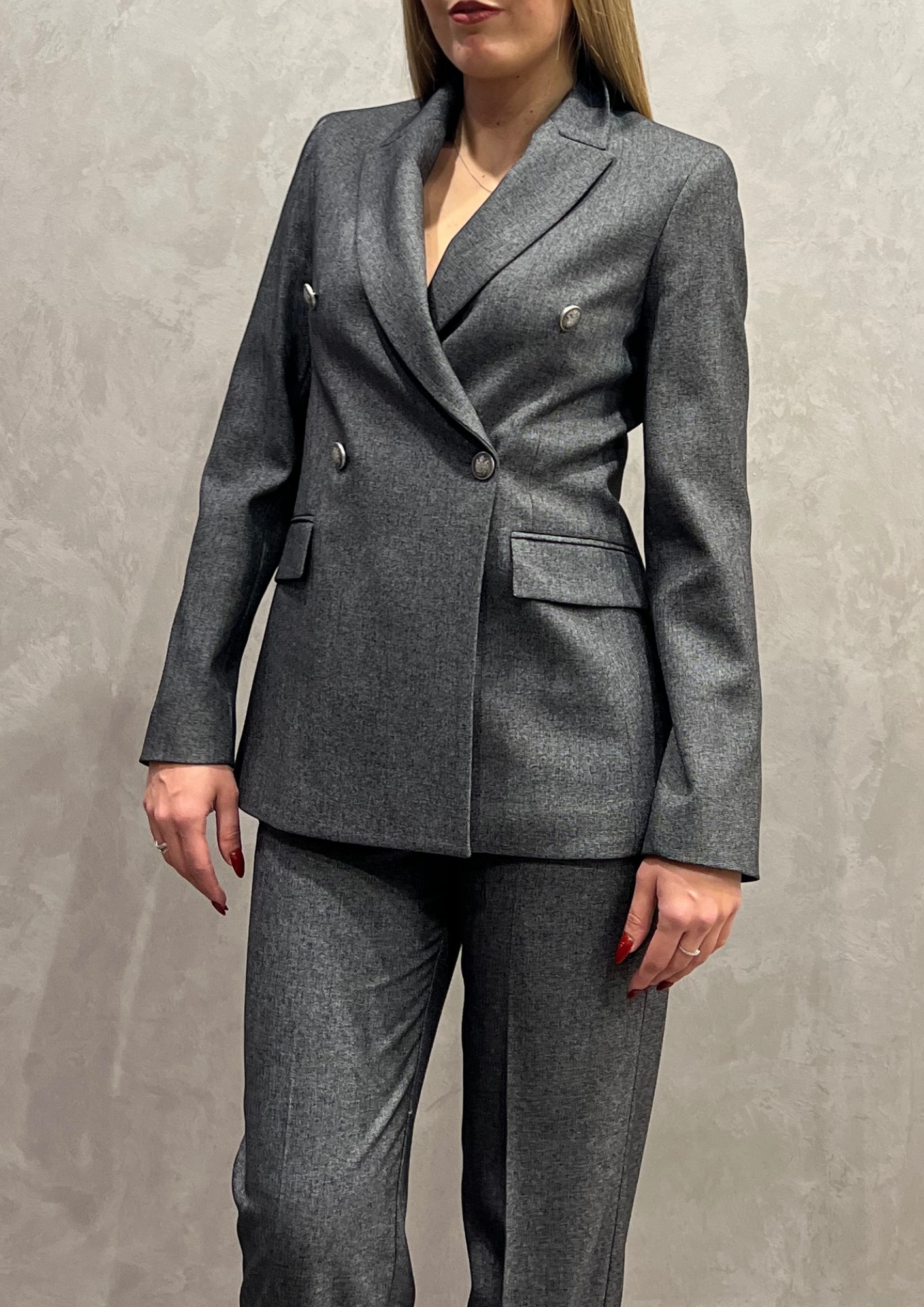 Giacca doppiopetto sfiancata mélange