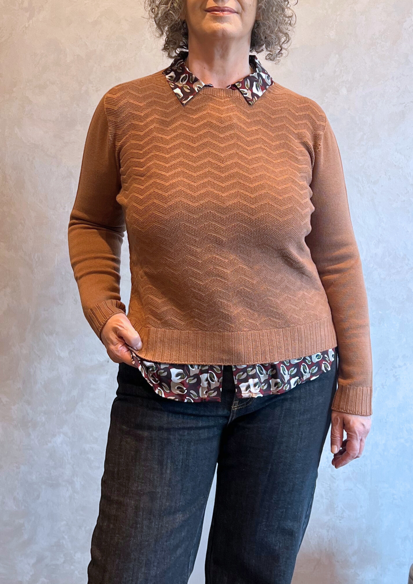 Maglia in pura lana vergine motivo zig-zag