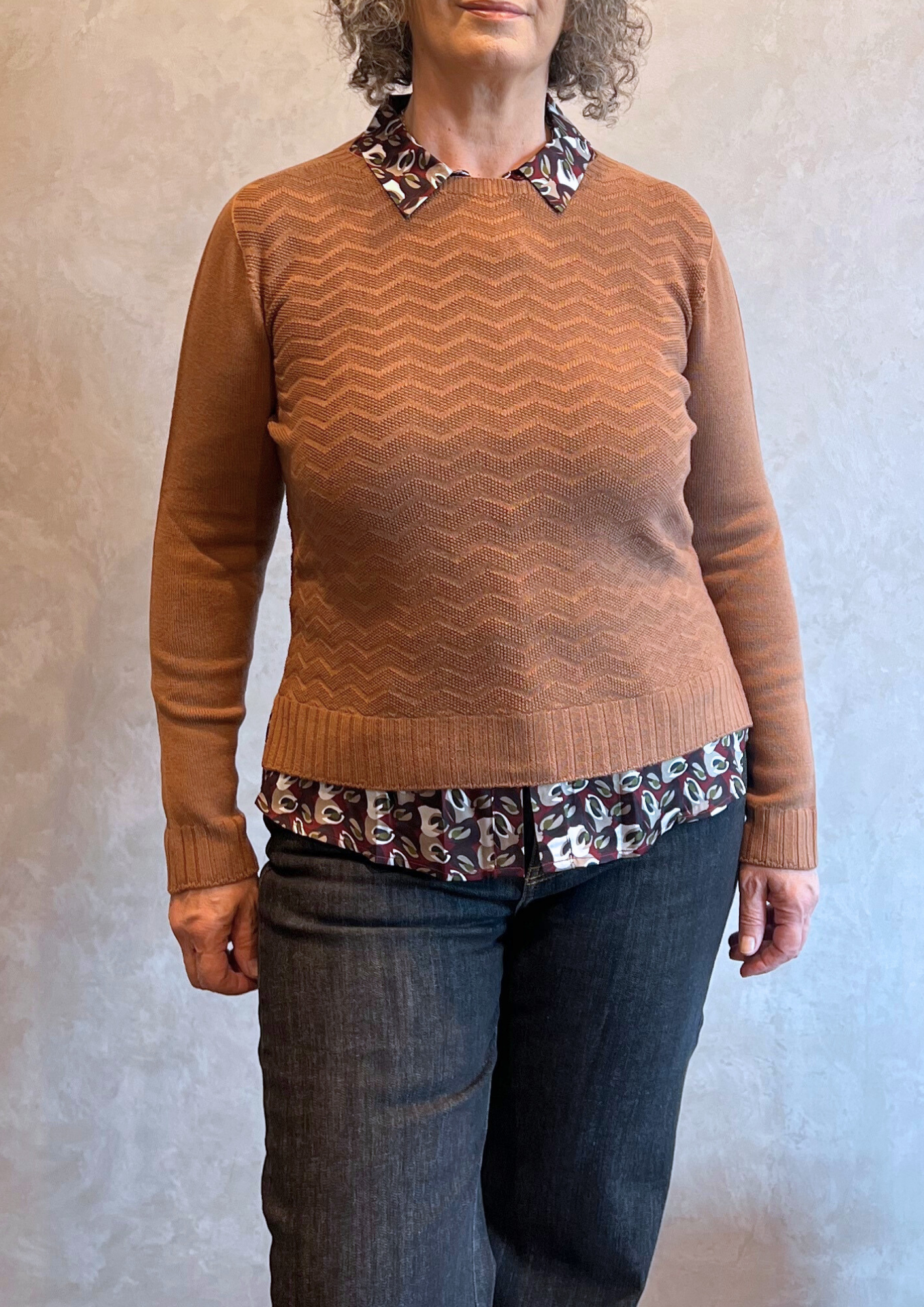 Maglia in pura lana vergine motivo zig-zag