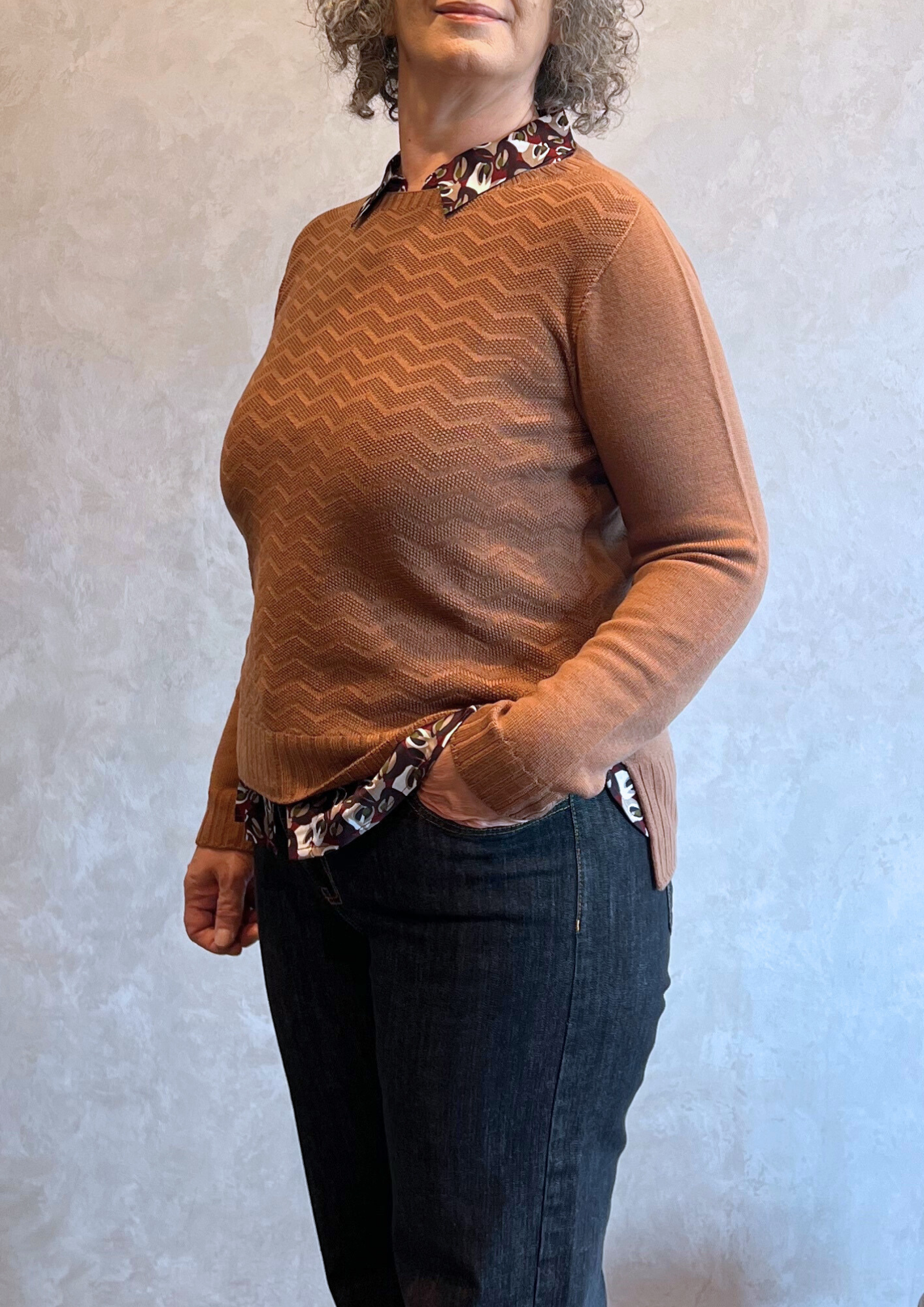 Maglia in pura lana vergine motivo zig-zag