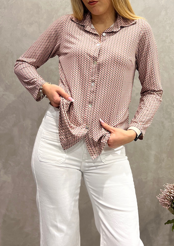 Camicia in jersey di viscosa in micro-fantasia