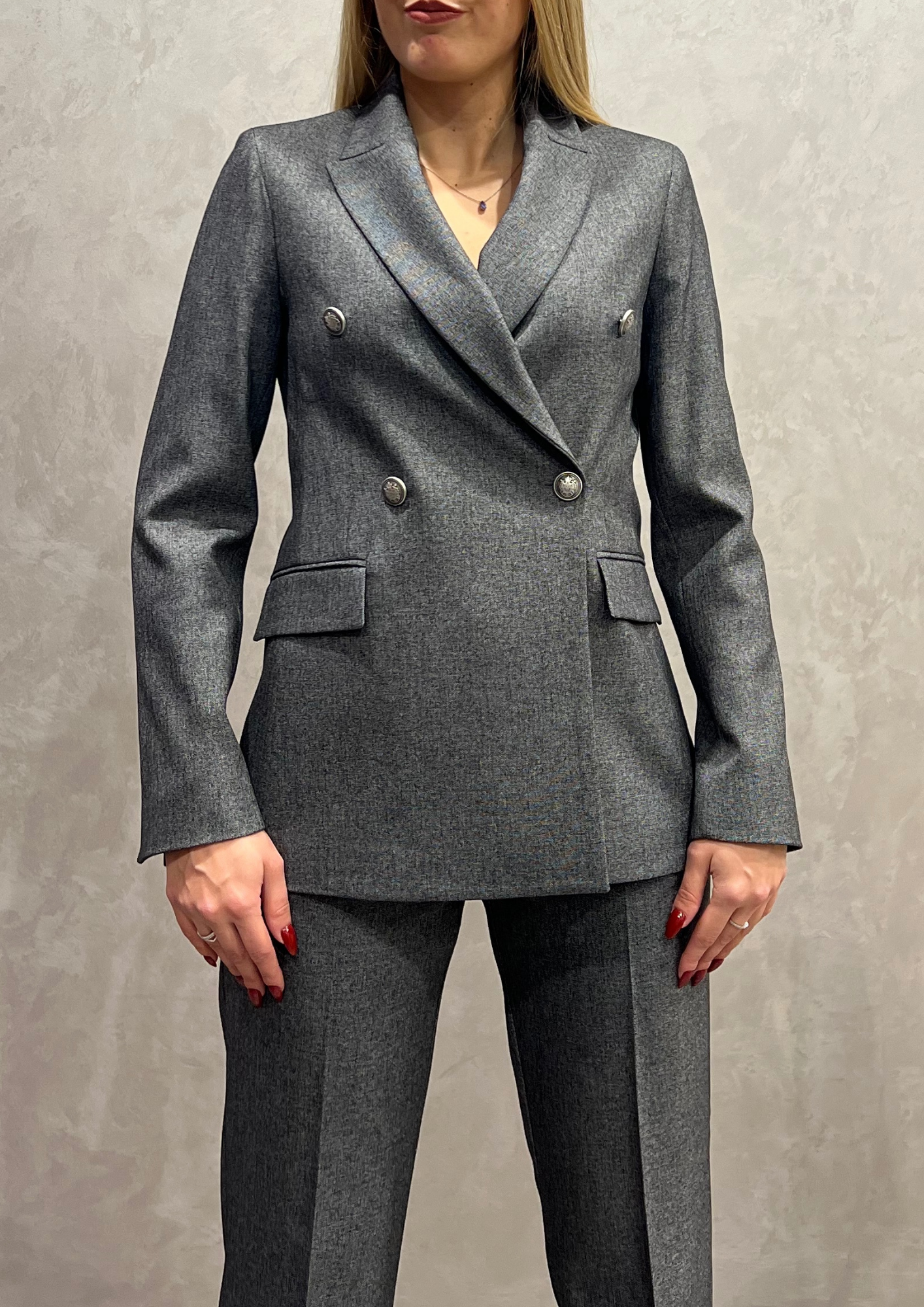 Giacca doppiopetto sfiancata mélange