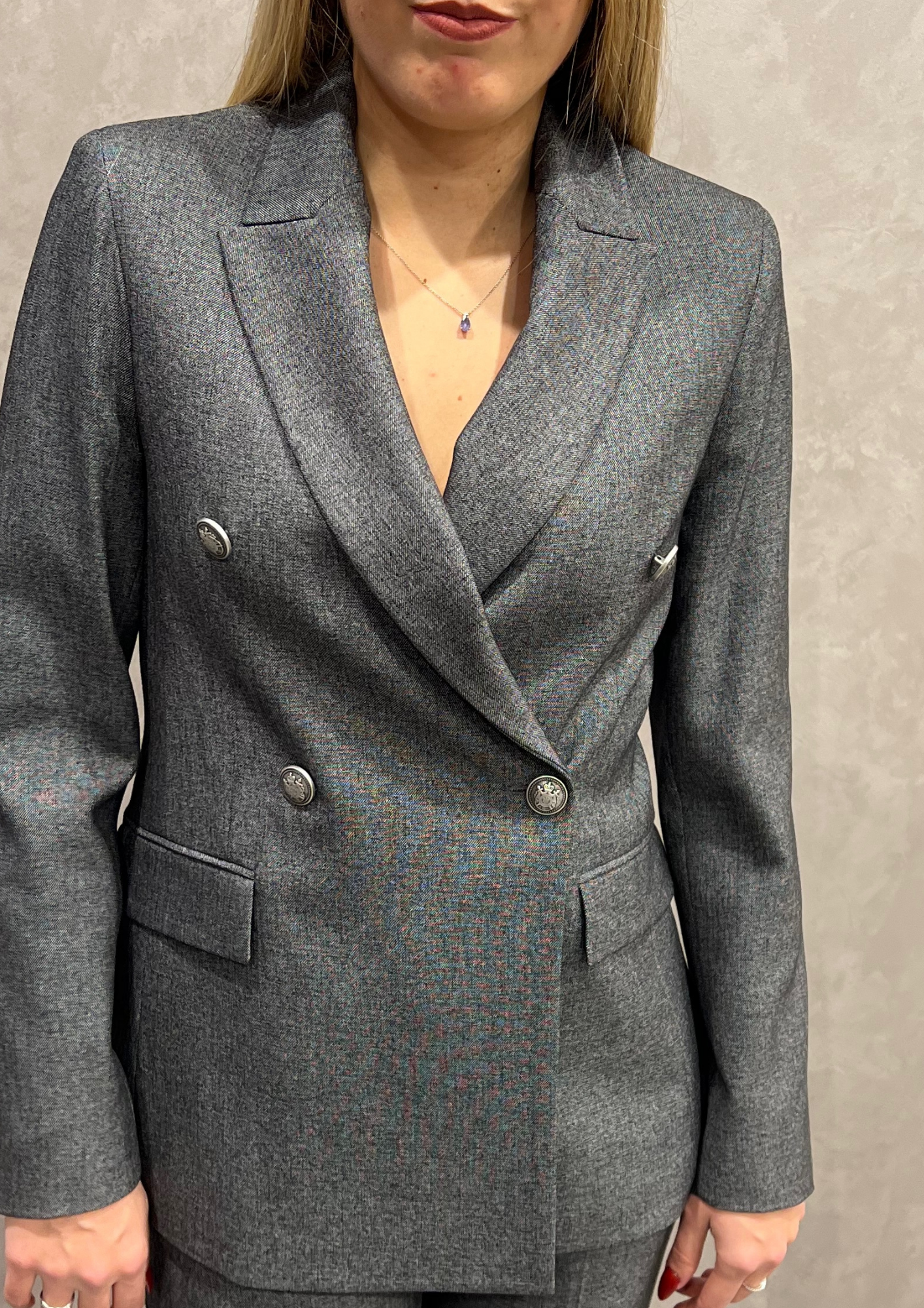 Giacca doppiopetto sfiancata mélange