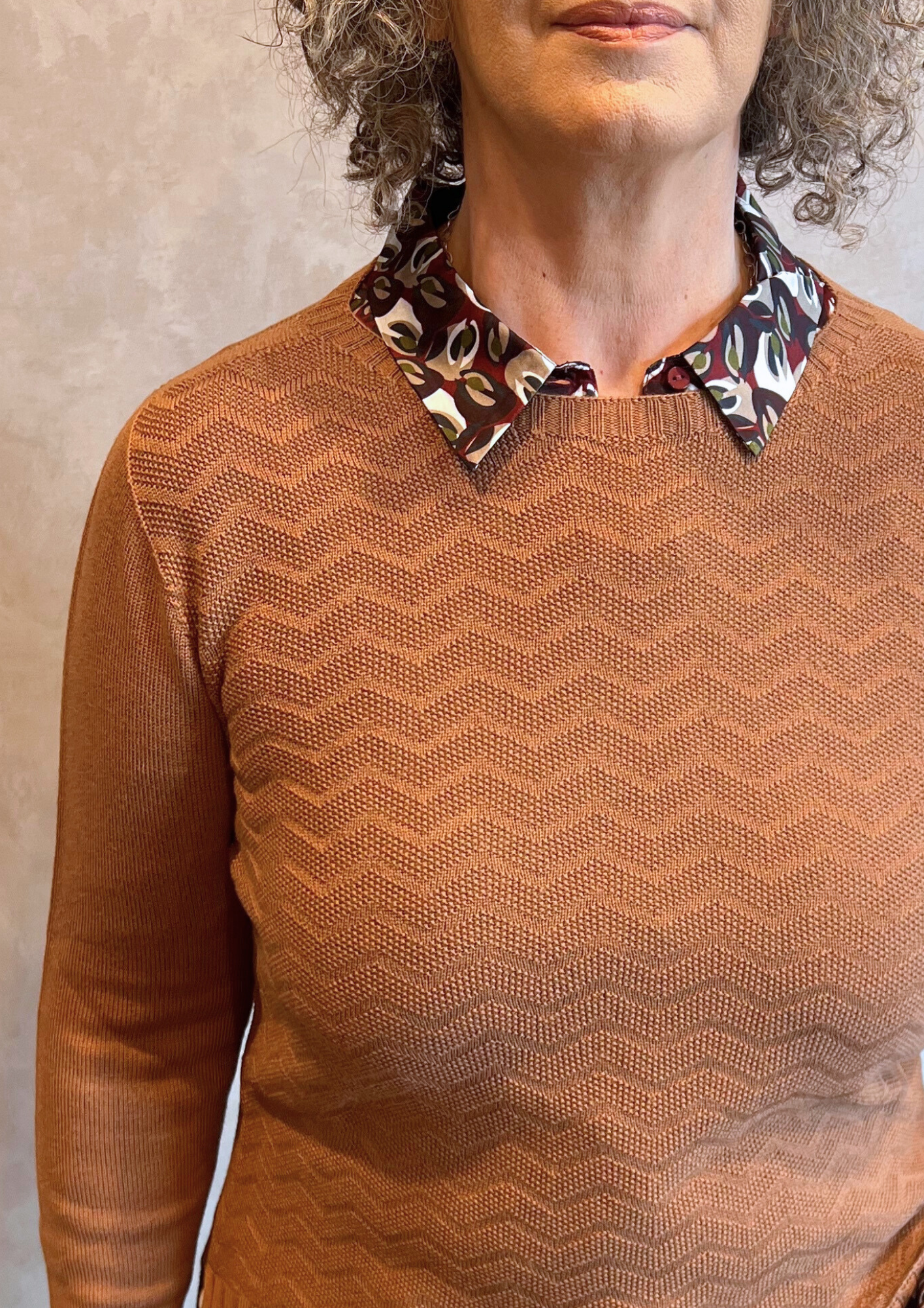 Maglia in pura lana vergine motivo zig-zag