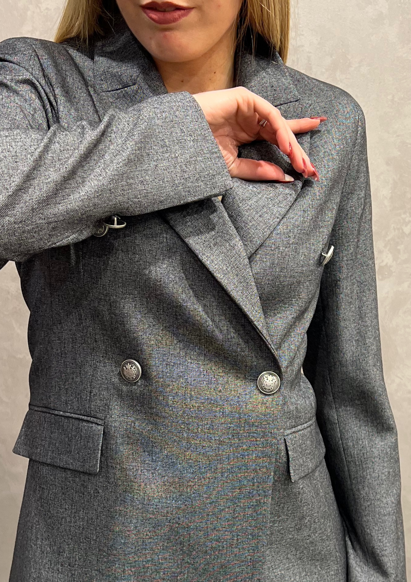 Giacca doppiopetto sfiancata mélange