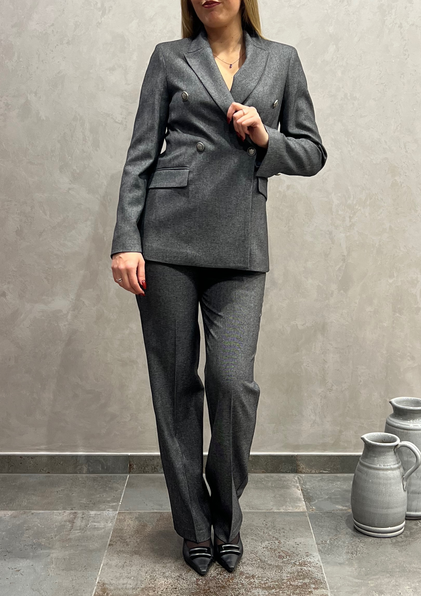 Giacca doppiopetto sfiancata mélange