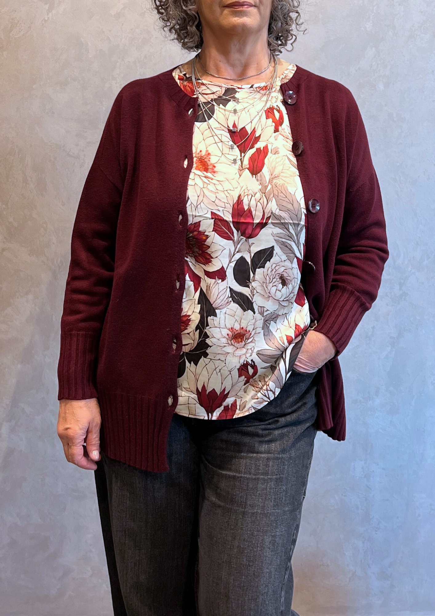 Cardigan in Dolby over con bottoni