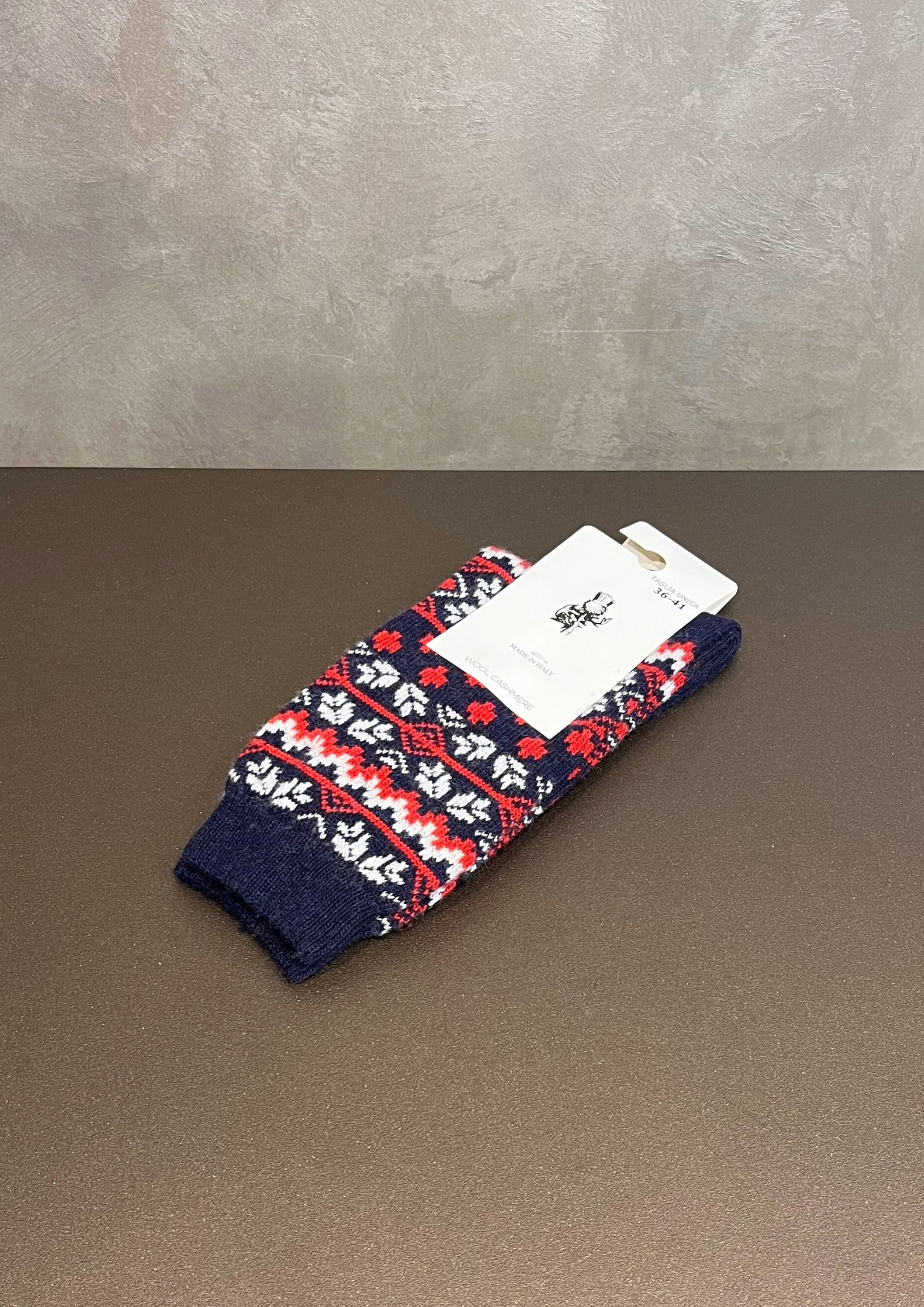 Calzino in lana-cashmere motivo montagna