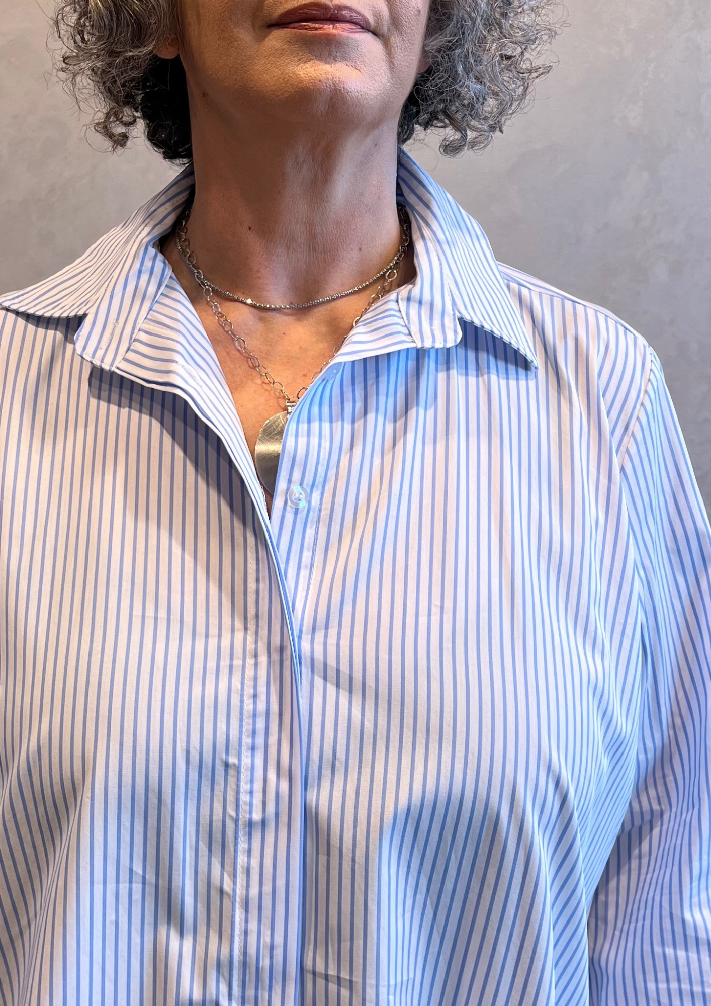 Camicia over a righe in popeline di cotone