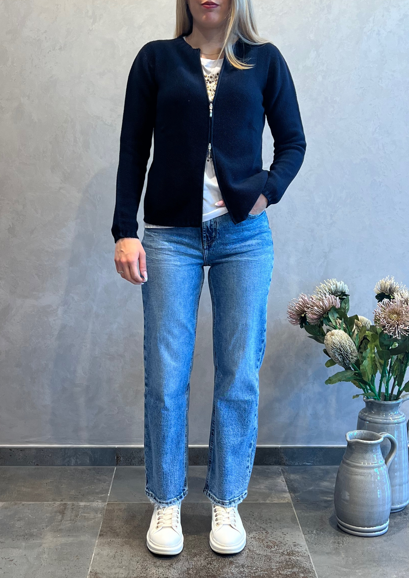 Jeans straight fit chiaro effetto vintage