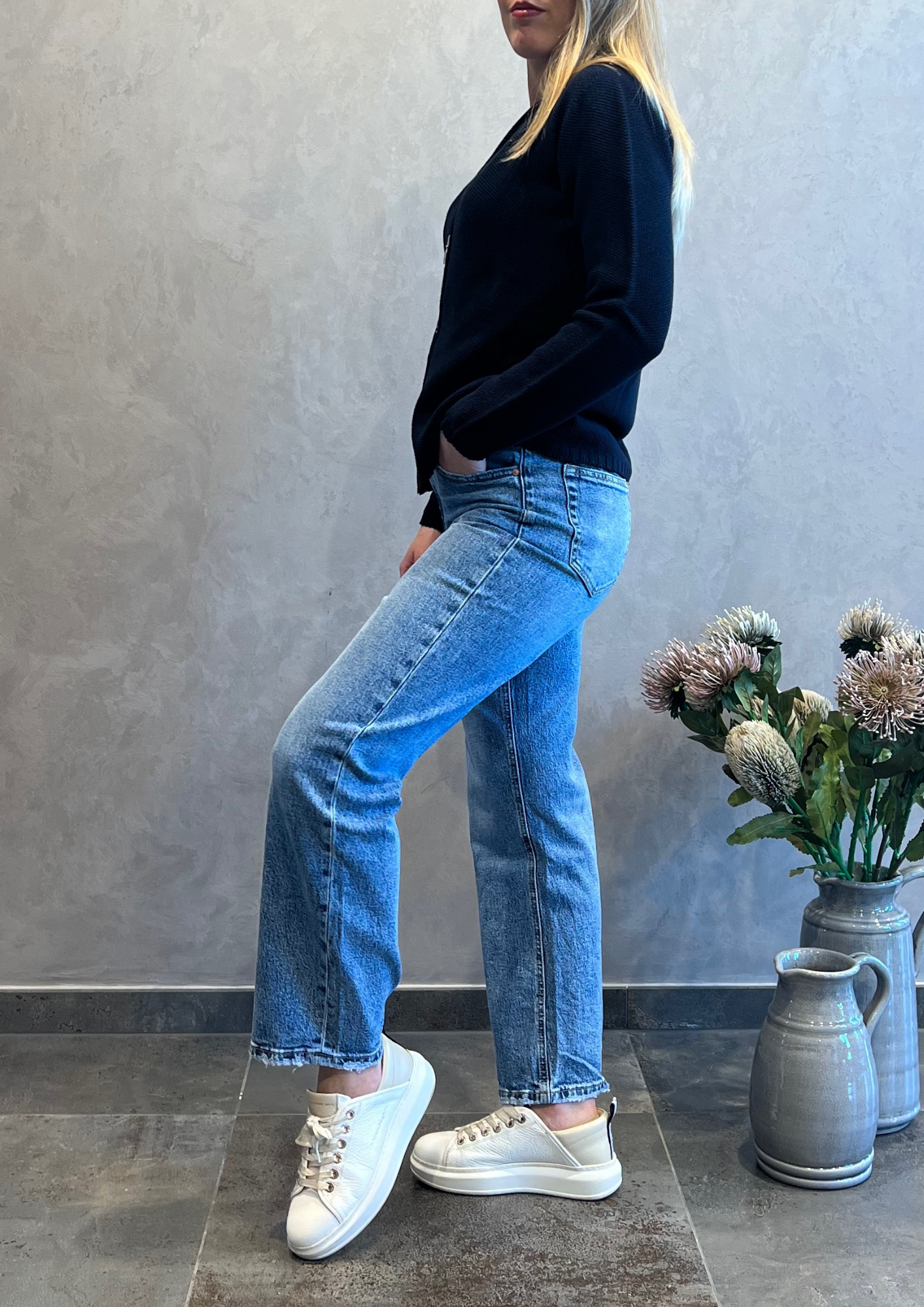 Jeans straight fit chiaro effetto vintage