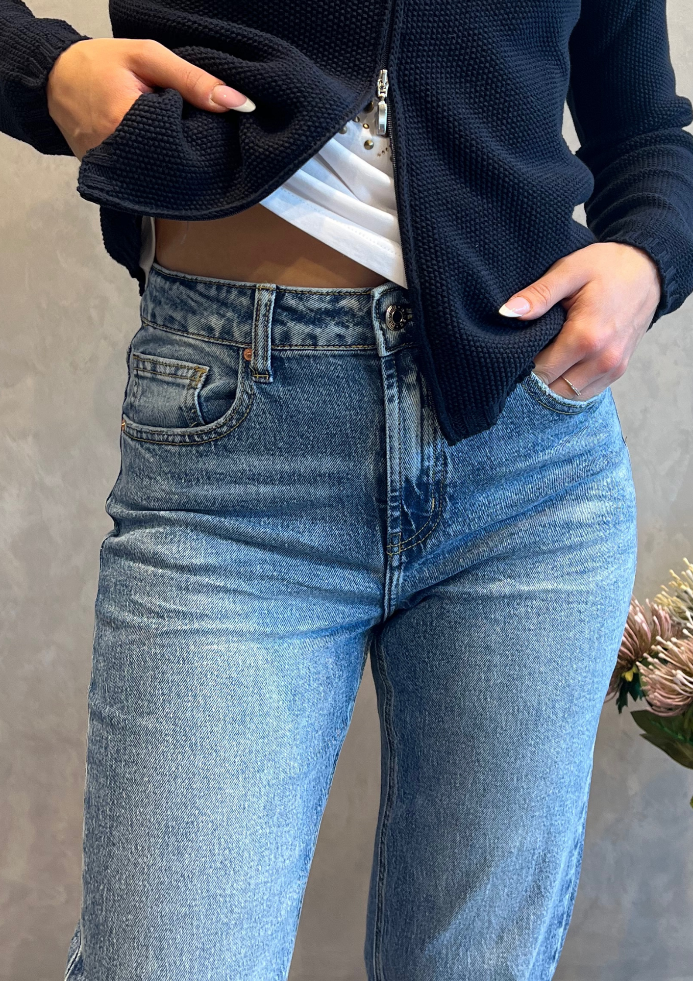 Jeans straight fit chiaro effetto vintage