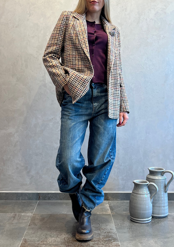 Jeans baggy barrel blu sabbiato