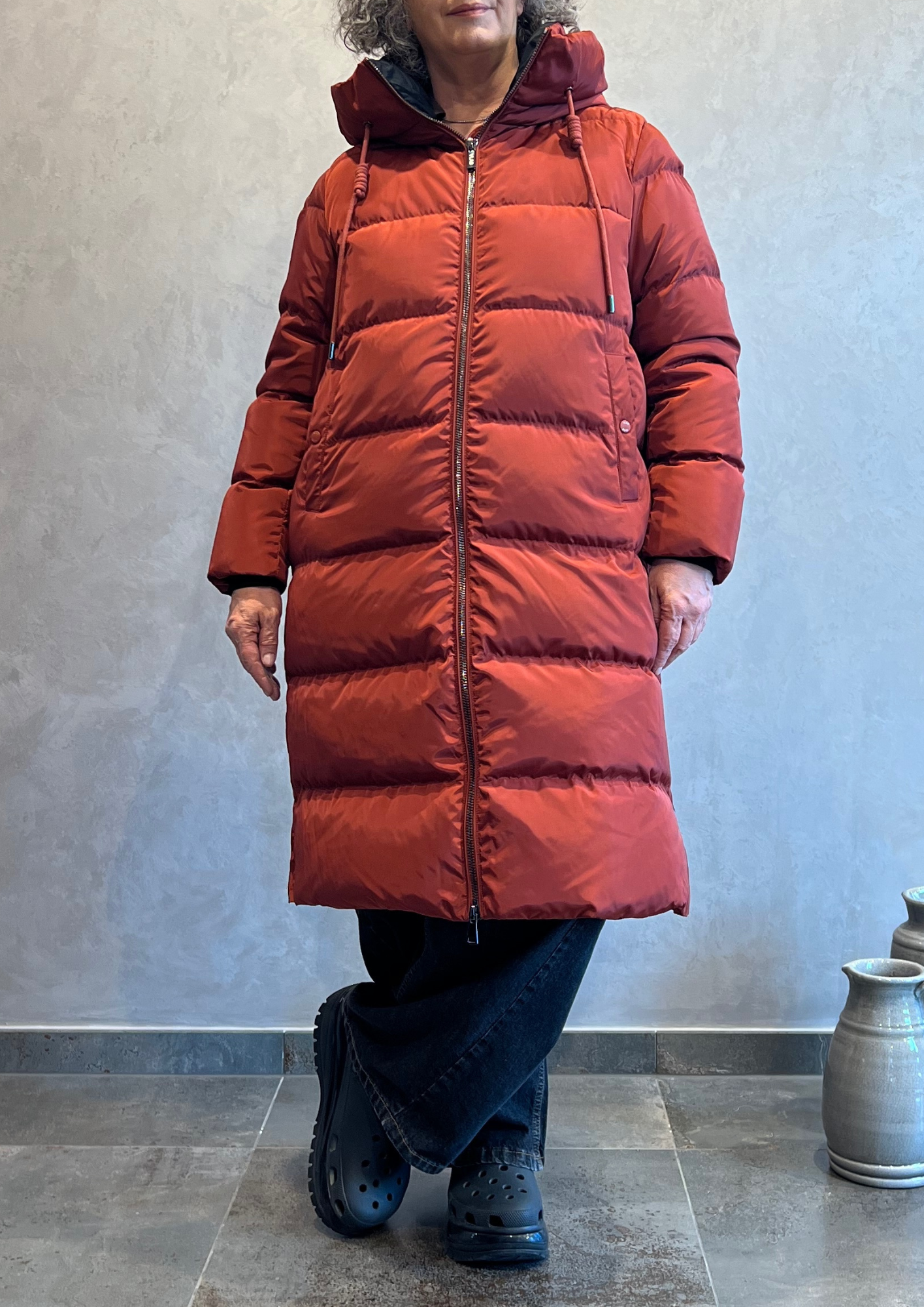 Piumino lungo in vera piuma