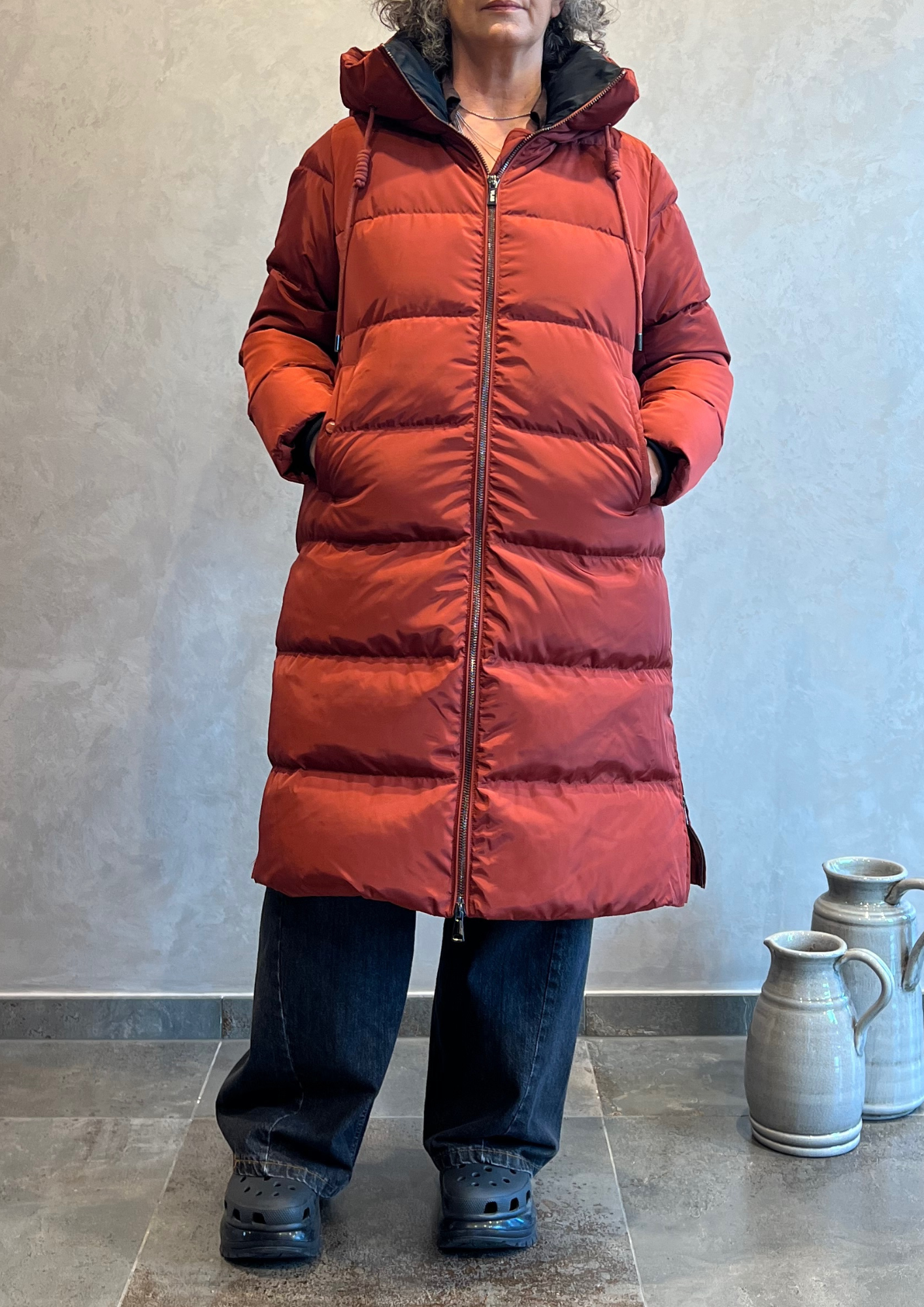 Piumino lungo in vera piuma