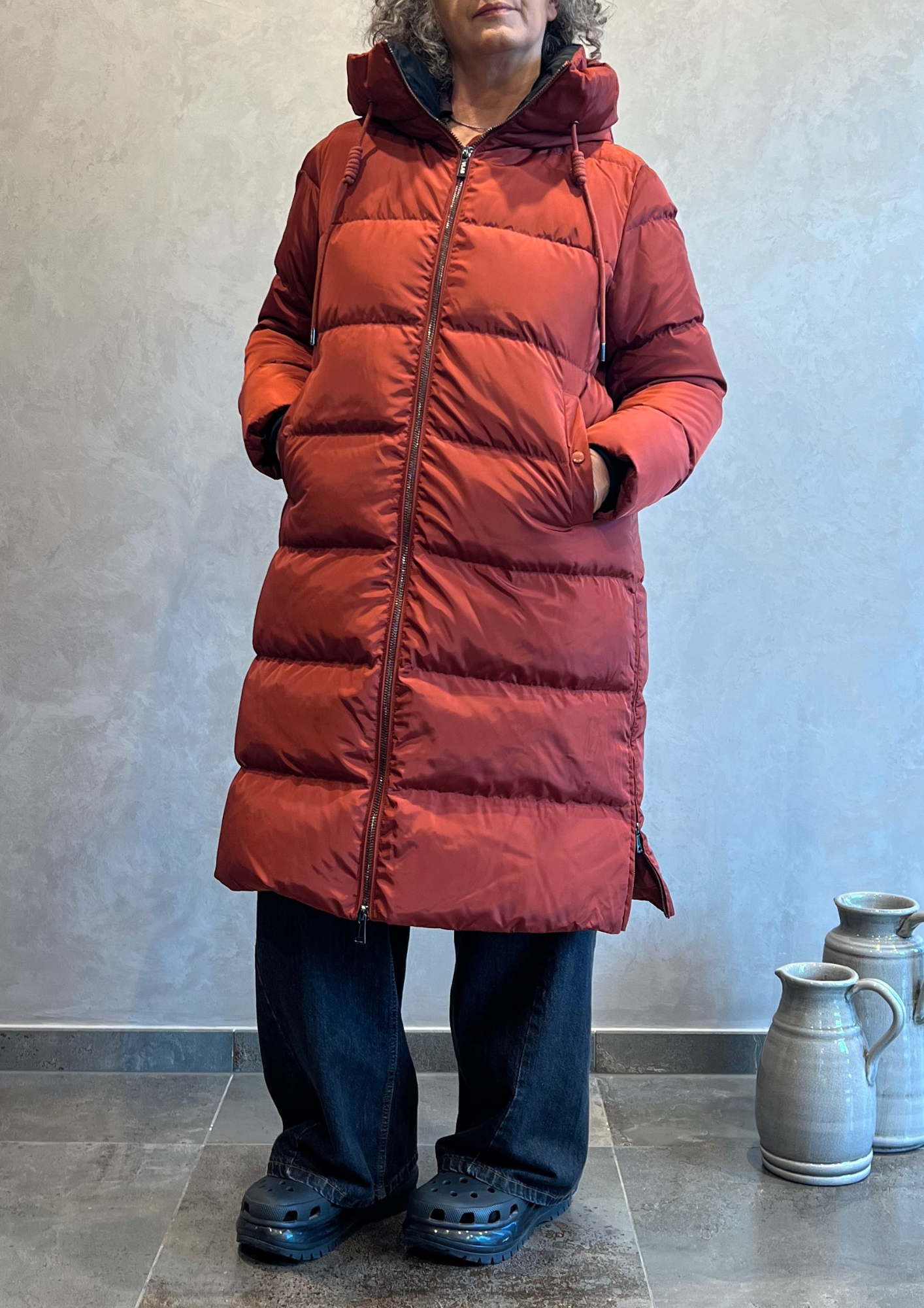 Piumino lungo in vera piuma