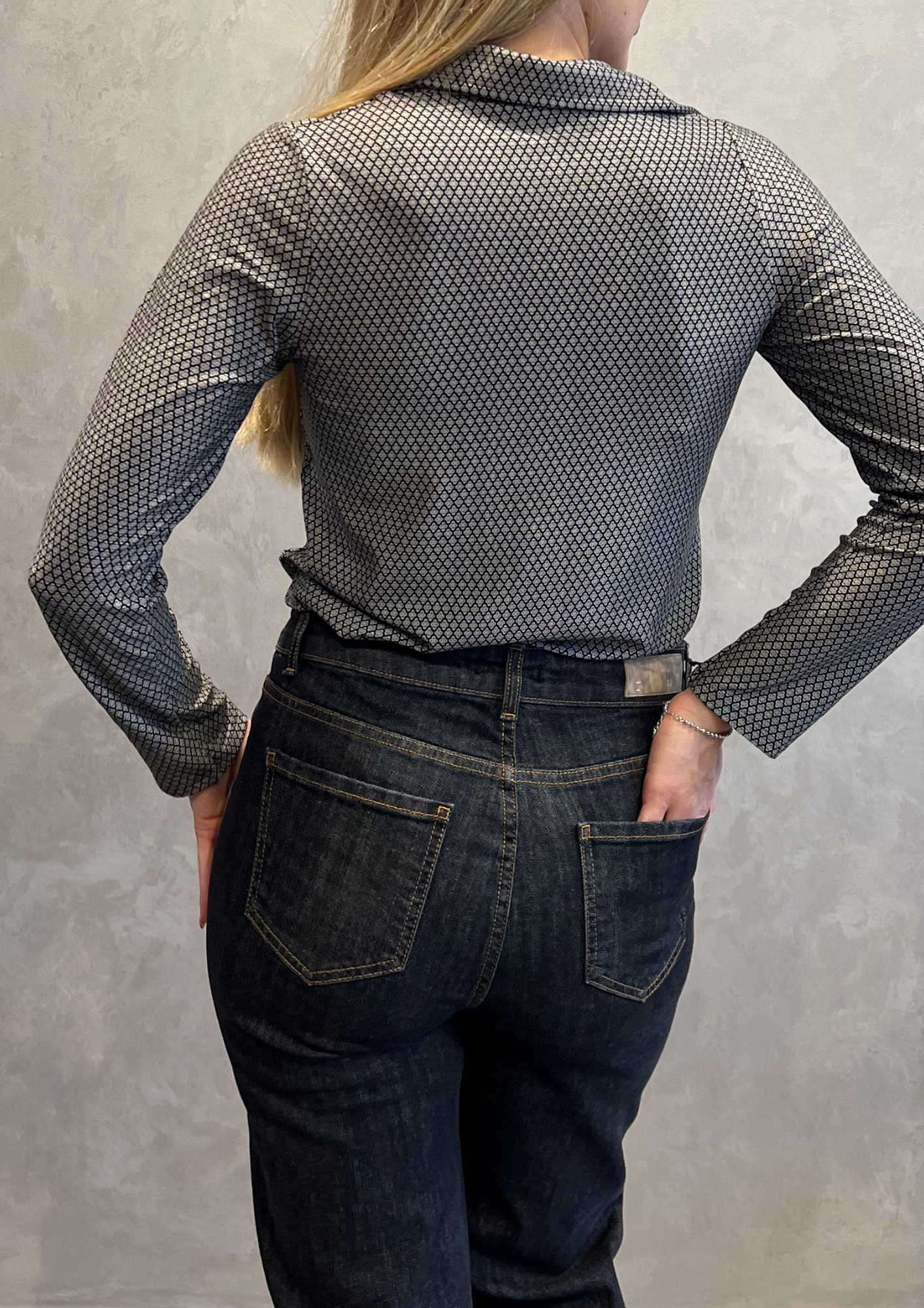 Camicia in jersey di viscosa micro-fantasia