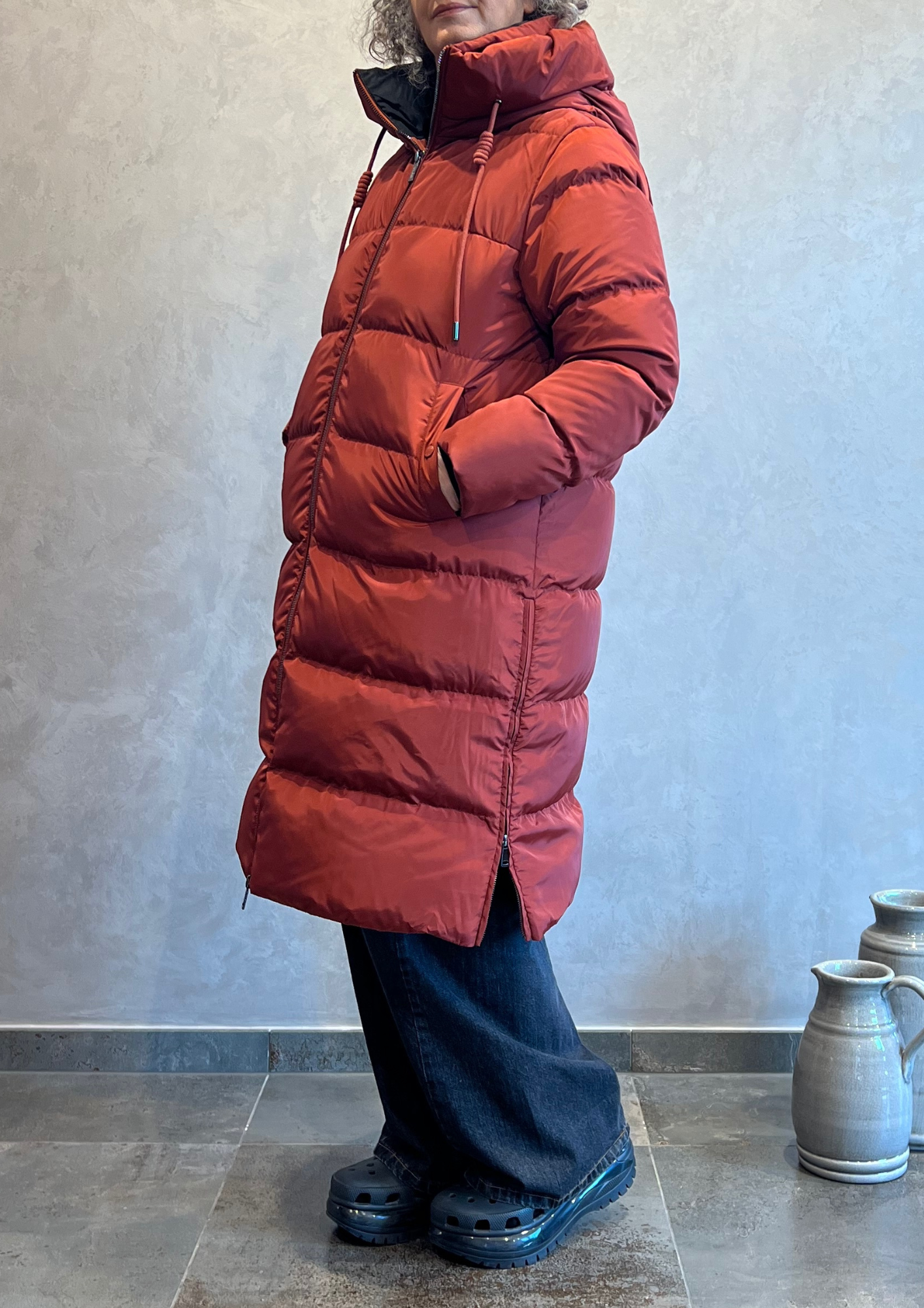 Piumino lungo in vera piuma