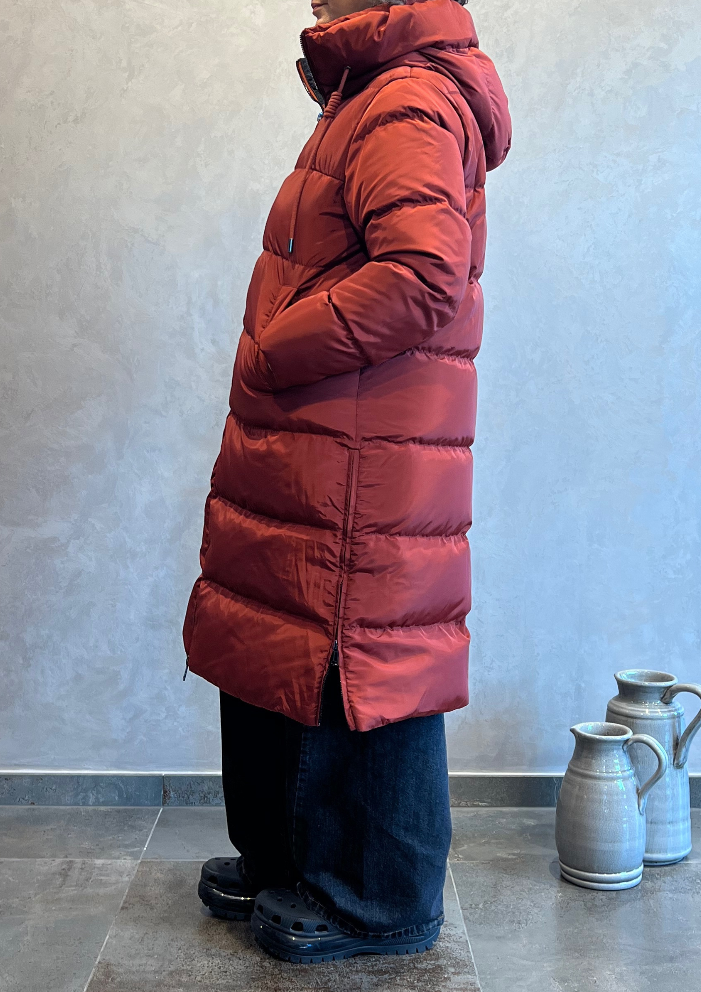 Piumino lungo in vera piuma