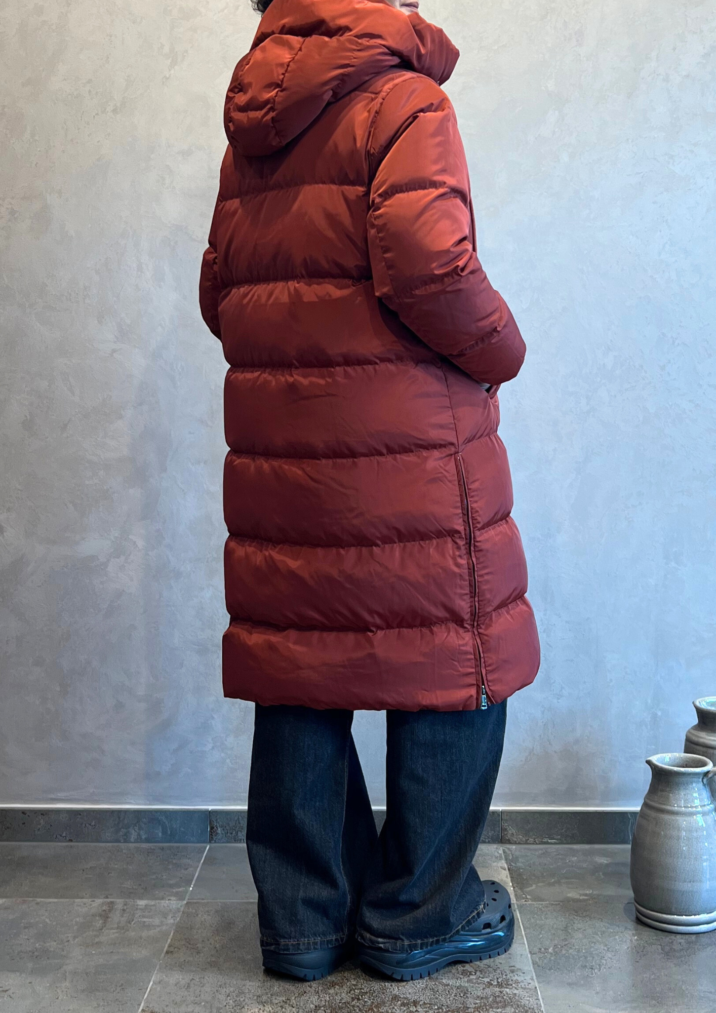 Piumino lungo in vera piuma