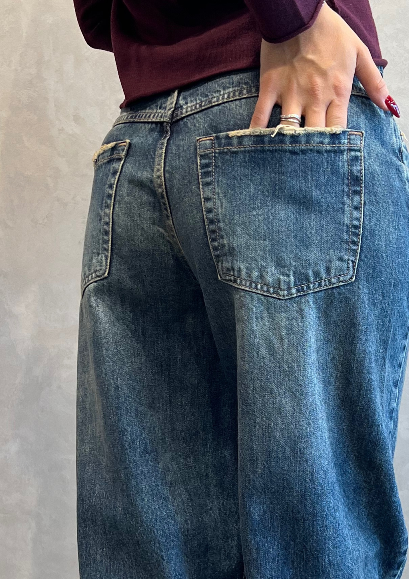 Jeans baggy barrel blu sabbiato