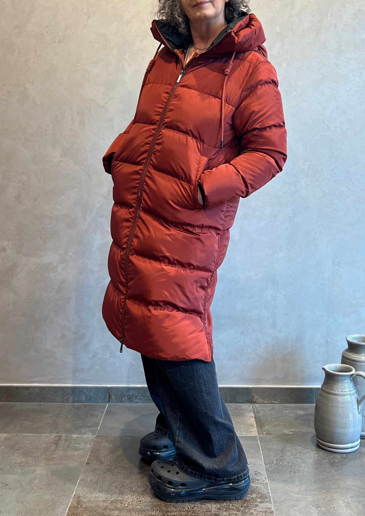 Piumino lungo in vera piuma