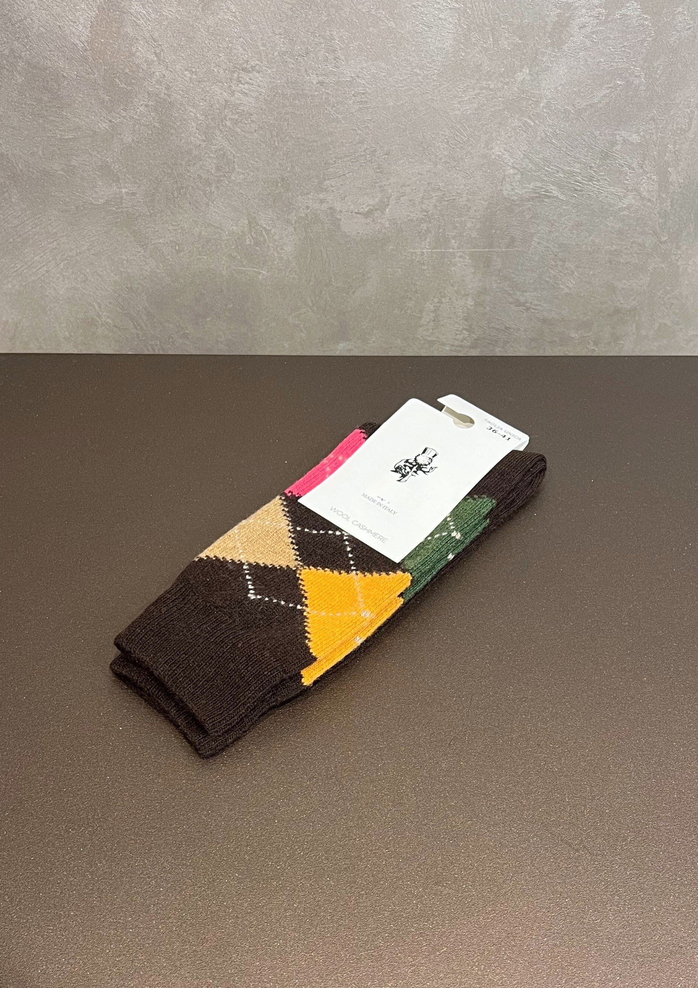 Calzino in lana-cashmere motivo losanghe