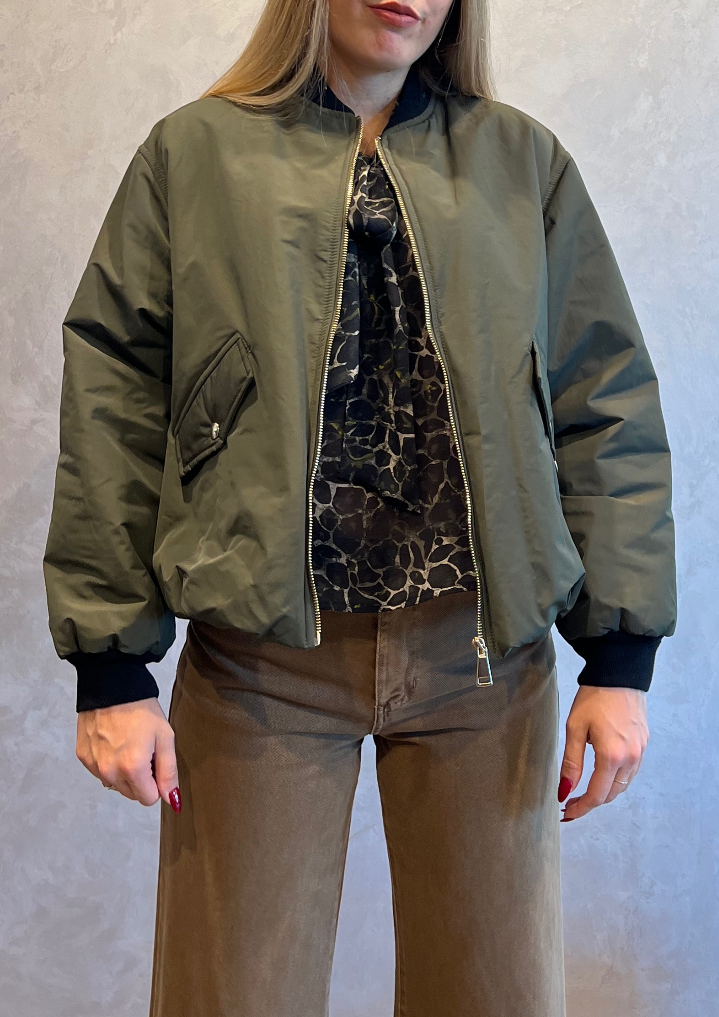 Bomber arricciato imbottitura leggera