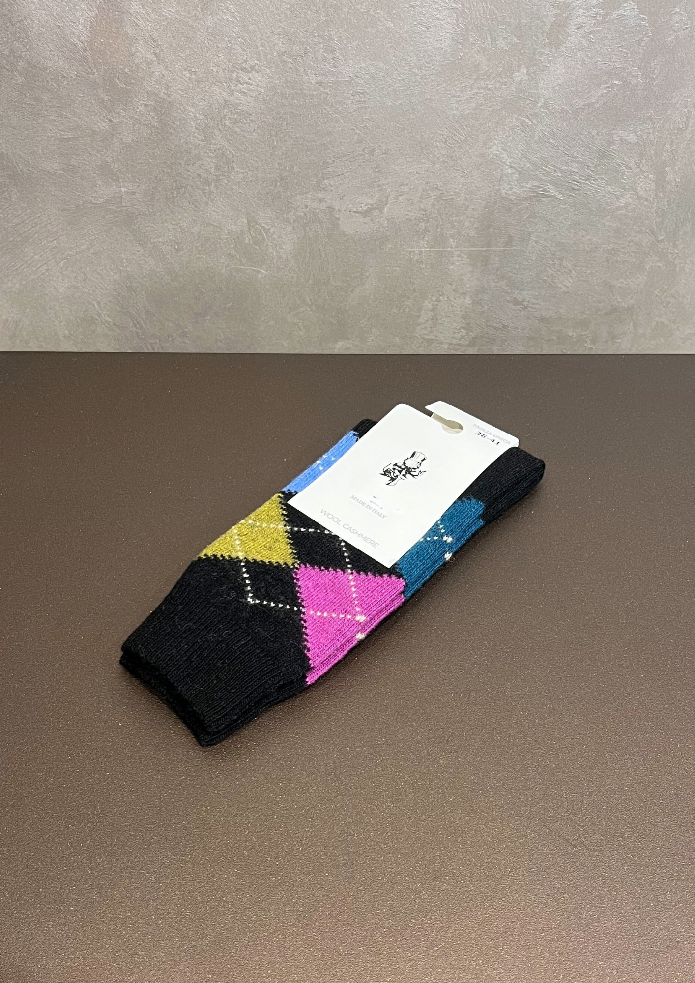 Calzino in lana-cashmere motivo losanghe