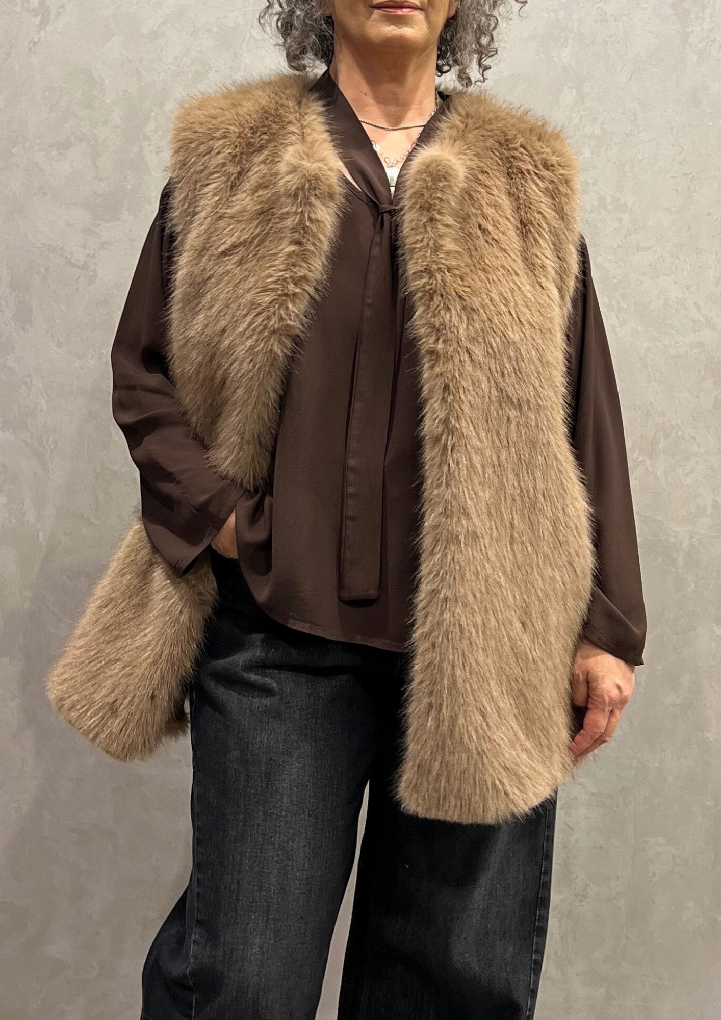 Ecopelliccia midi smanicata