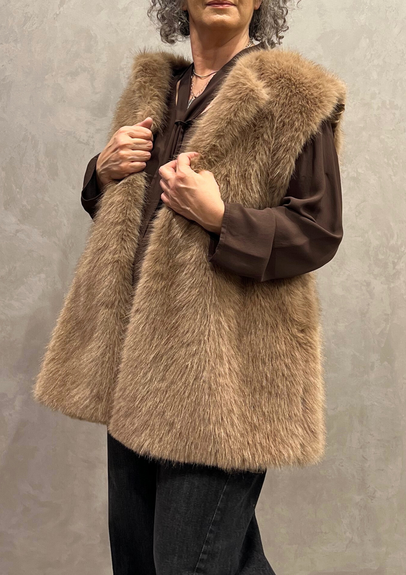 Ecopelliccia midi smanicata