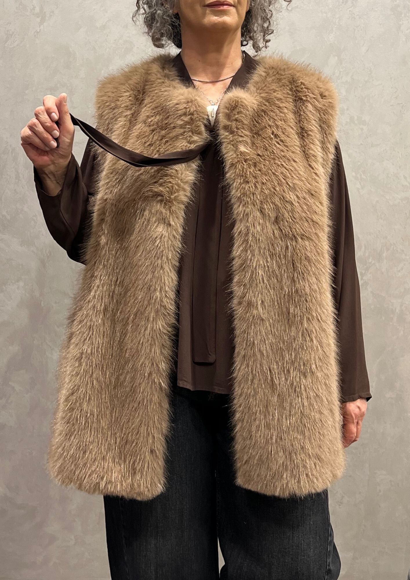 Ecopelliccia midi smanicata