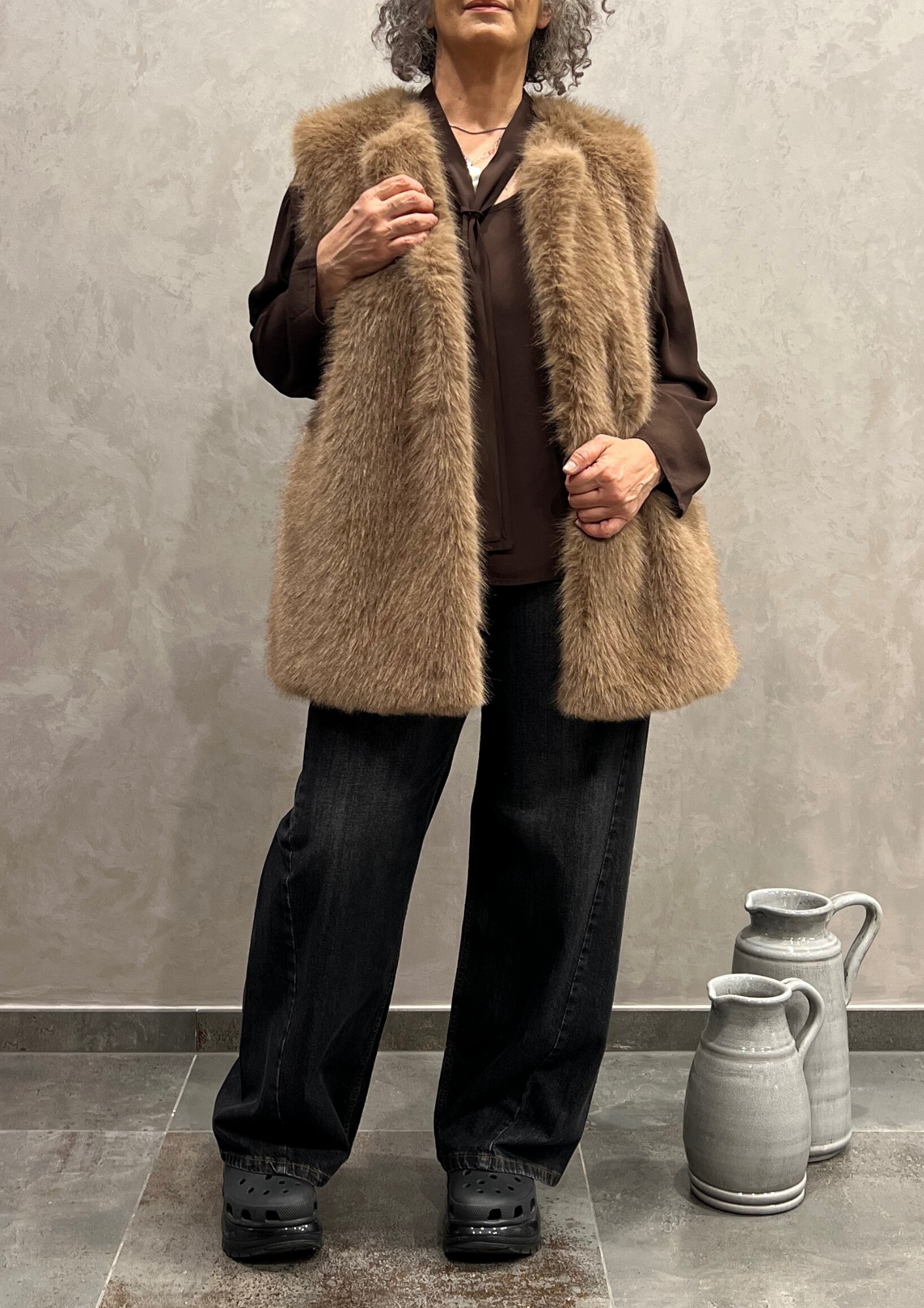 Ecopelliccia midi smanicata