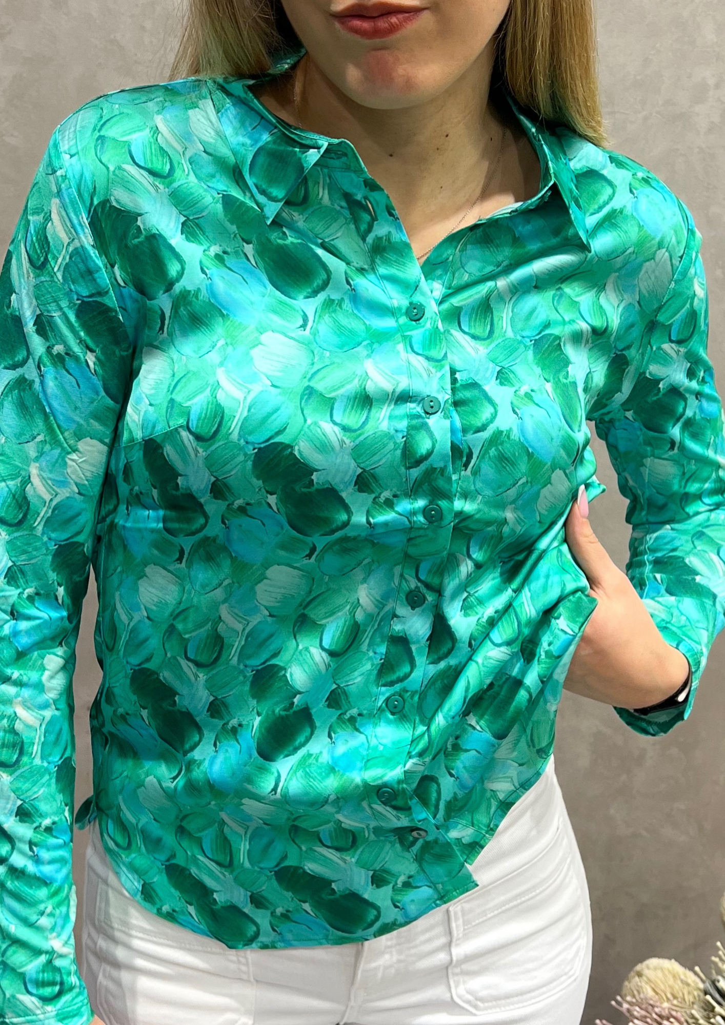 Camicia bimaterica in fantasia floreale