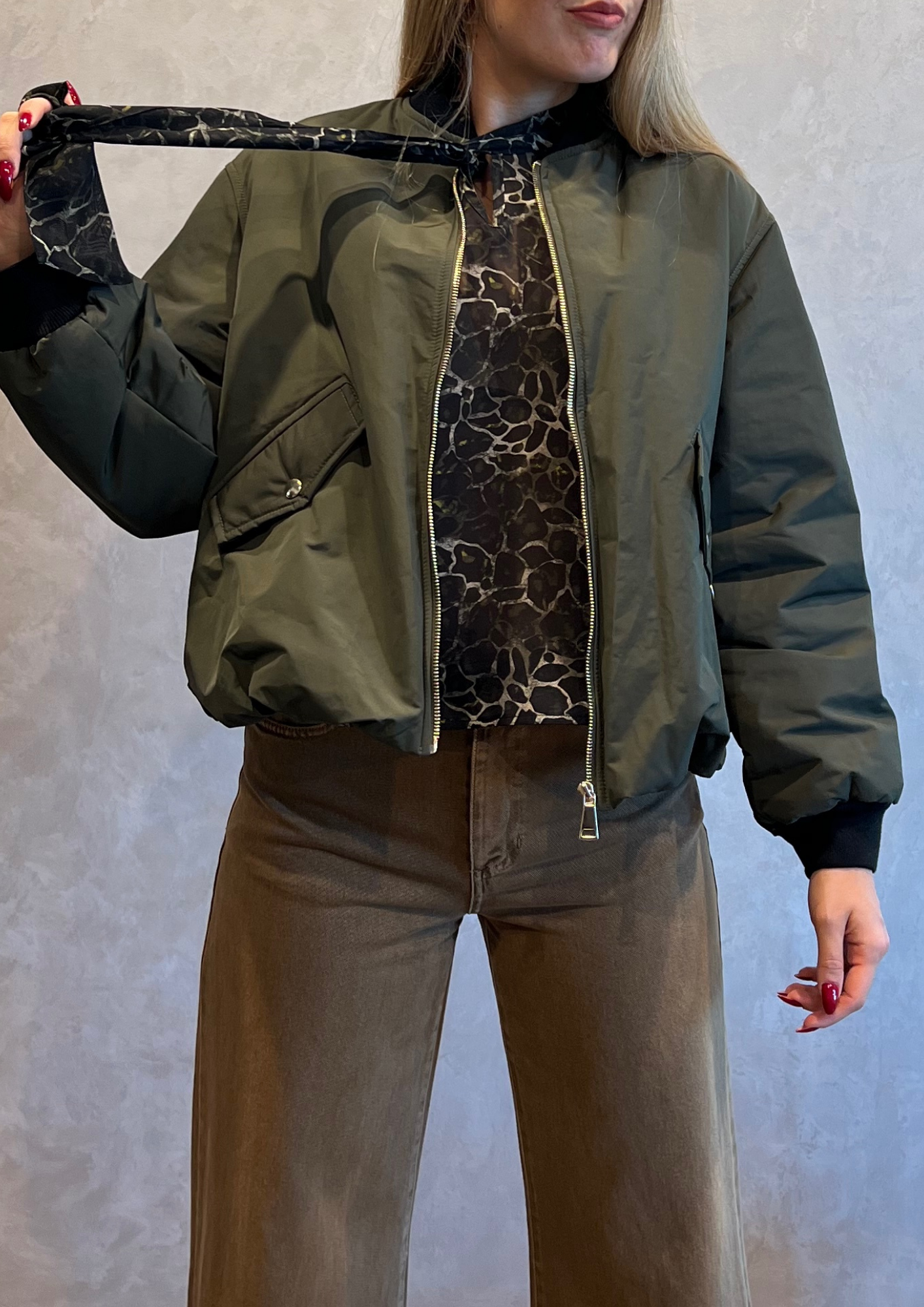 Bomber arricciato imbottitura leggera