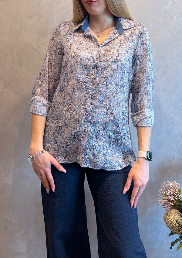 Camicia in garza di cotone fantasia paisley