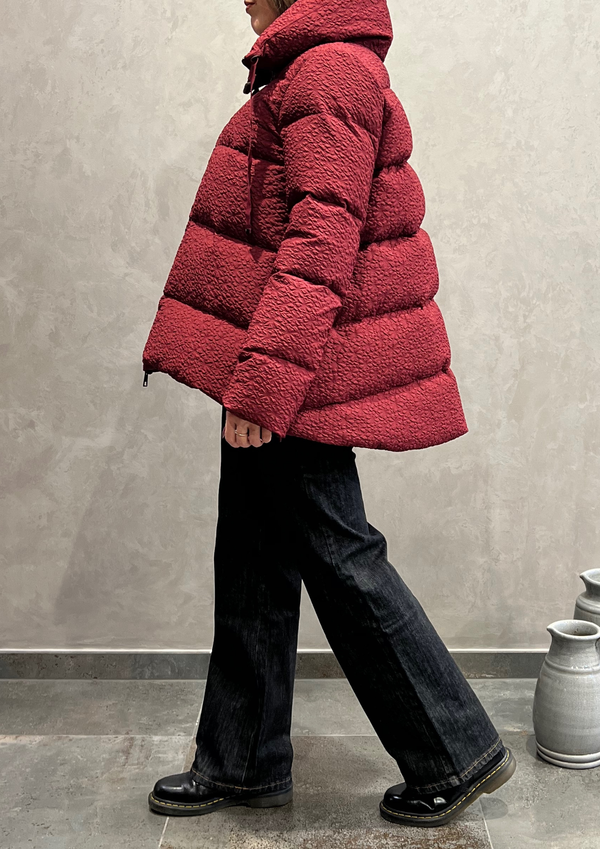 Piumino puffer corto in vera piuma