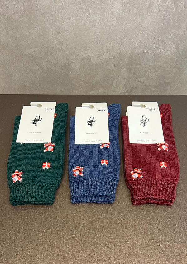 Calzino in lana-cashmere motivo Babbo Natale