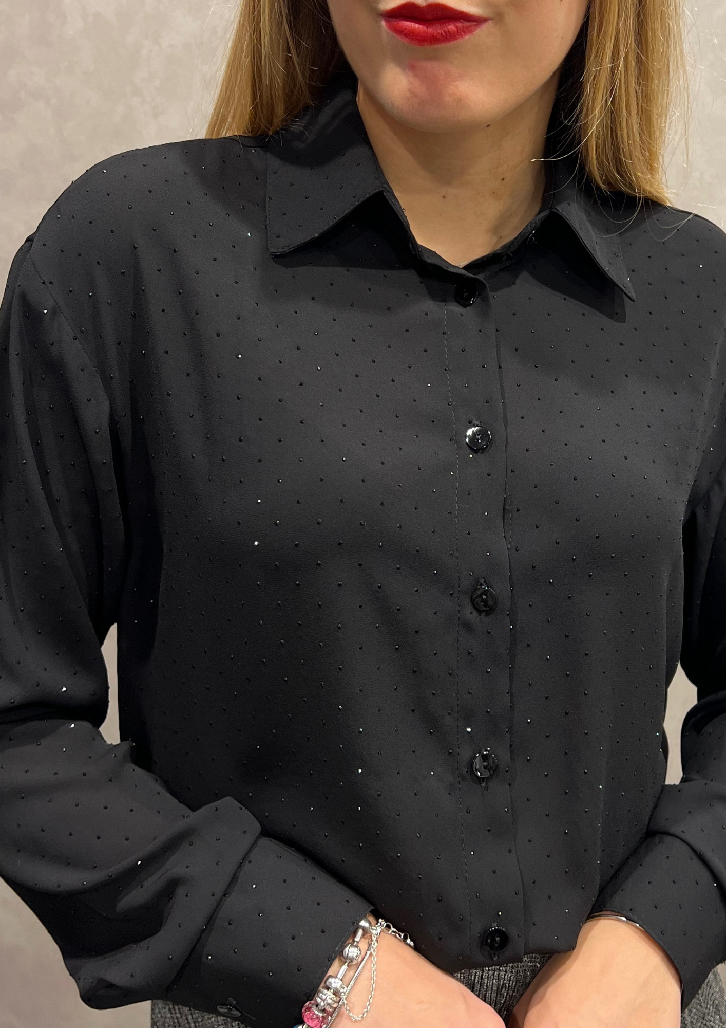 Camicia fluida con strass