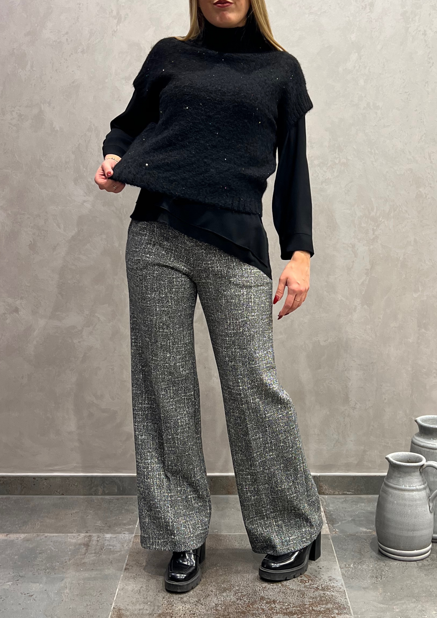 Pantalone dritto caldo cotone pepe e sale