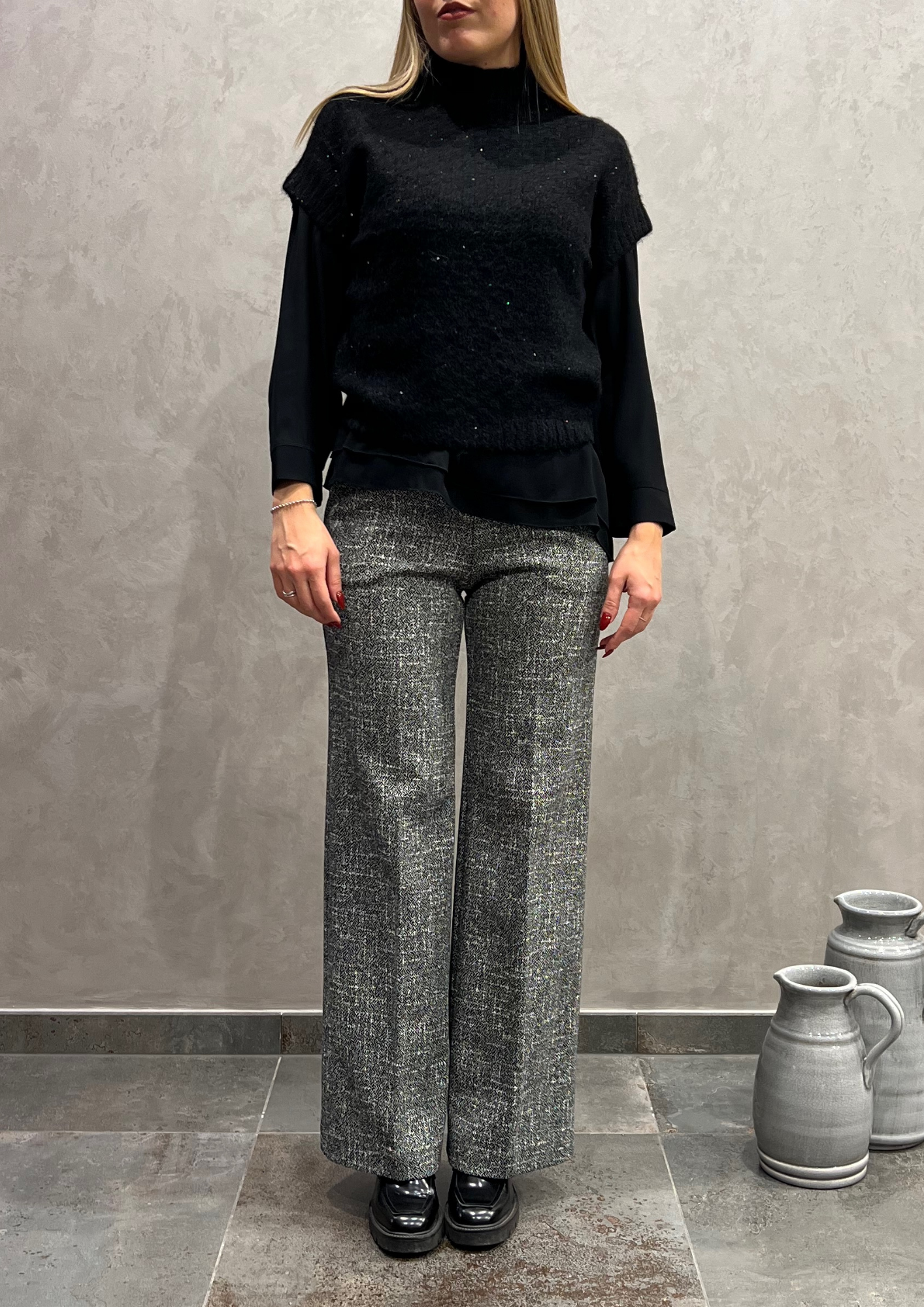 Pantalone dritto caldo cotone pepe e sale