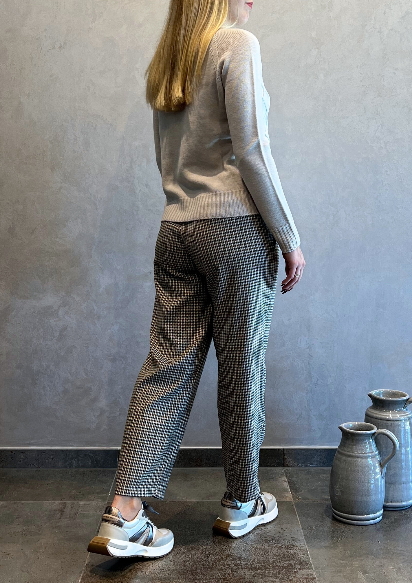 Pantalone taglio dritto pied de poule