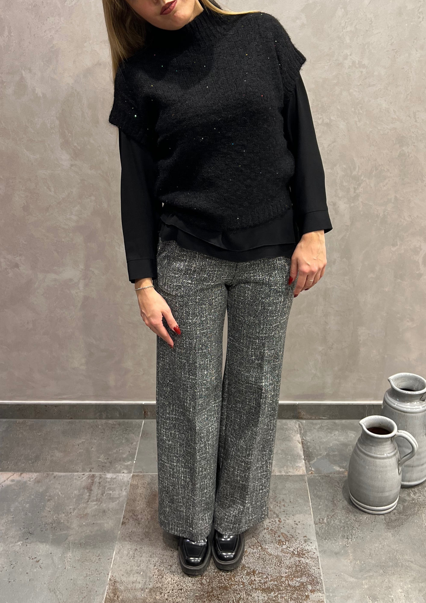 Pantalone dritto caldo cotone pepe e sale